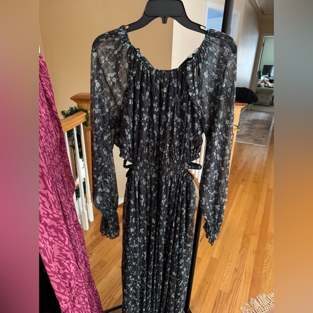 Black Shimmer Moon River cutout Midi dress size M